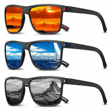 Confezione da 3 occhiali da sole polarizzati da uomo, leggeri e con protezione UV, ideali per guidare, pescare e giocare a golf (nero/b
