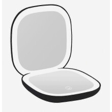 Pocket Magnifying Makeup Mirror with LED Light 3.5 Inches 10X Magnification Double Sided Rechargeable Touch Screen Black