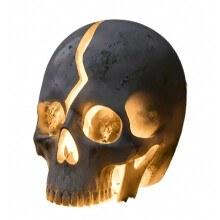 Guirlande lumineuse LED Halloween en résine, résistante aux intempéries, motif crâne fissuré, lampe solaire pour terrasse, porche, jard