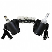 Ceinture porte-bouteilles de vin portable pour le camping, idéale pour les bouteilles de vin vintage.