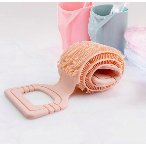 Soft Haired Silicone Bath Towel,Rubbing Mud Bathing Brush,Exfoliating Back Scrubber With Dual Handles 2