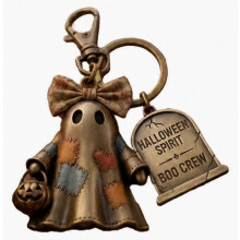 Halloweenske šperky Mini mašľa Ghost Keychain prívesok s náhrobným kameňom Tag Splietaná záplata Tekvicový koš
