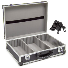 Wolf 425mm Aluminium Storage Case, Black, Lockable Clasps, Foam Lined, Shoulder Strap