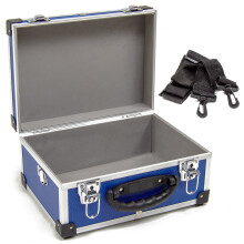 Wolf 320mm Aluminium Storage Case, Blue, Lockable Clasps, Foam Lined, Shoulder Strap