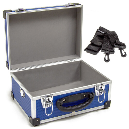 WOLF Wolf 320mm Aluminium Storage Case, Blue, Lockable Clasps, Foam Lined, Shoulder Strap