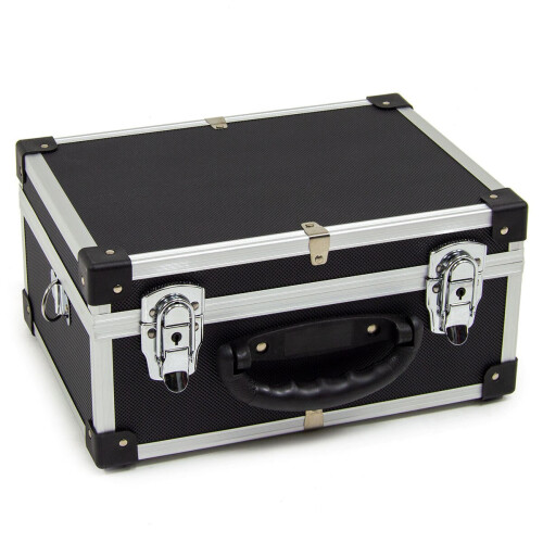 WOLF Wolf 320mm Aluminium Storage Case, Black, Lockable Clasps, Foam Lined, Shoulder Strap 2