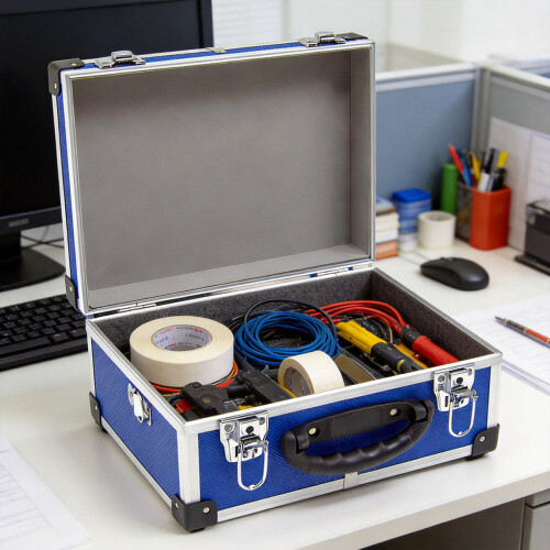 WOLF Wolf 320mm Aluminium Storage Case, Blue, Lockable Clasps, Foam Lined, Shoulder Strap 1