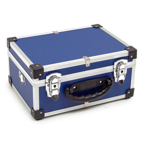 WOLF Wolf 320mm Aluminium Storage Case, Blue, Lockable Clasps, Foam Lined, Shoulder Strap 2