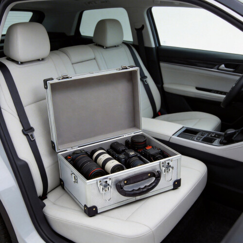 WOLF Wolf 320mm Aluminium Storage Case, Silver, Lockable Clasps, Foam Lined, Shoulder Strap 1