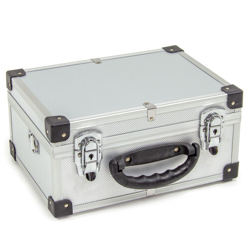 WOLF Wolf 320mm Aluminium Storage Case, Silver, Lockable Clasps, Foam Lined, Shoulder Strap 2