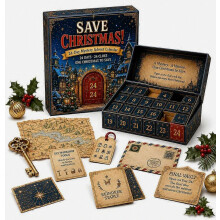 Calendrier de l'Avent de 24 jours, aventure mystérieuse de Noël, jeu de puzzle de type Escape Room avec 6 thèmes d'histoires, cadeau in
