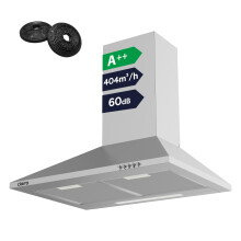 CIARRA CBCS6201 60cm Chimney Cooker Hood, 404m³/h, Class A++, Wall Mounted