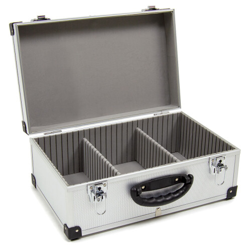WOLF Wolf 60 CD Aluminium Storage Case, Lockable Clasps, Carry Handle, Removable Lid, 2 Keys