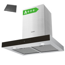 COMFEE' 60 cm Chimney Hood 60M77 Class A+++ Stainless Steel Extractor Hood with Recirculating & Ducting System, Gesture Control Extractor Fan Kitchen