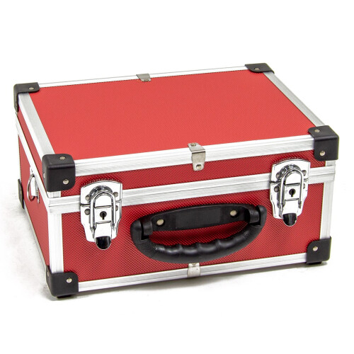 WOLF Wolf 320mm Aluminium Storage Case, Red, Lockable Clasps, Foam Lined, Shoulder Strap 2