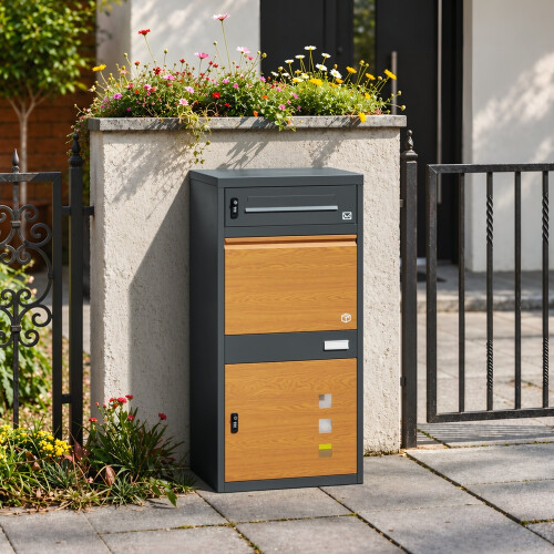 SoBuy Cassetta Postale Pacchi Esterno Antracite 1