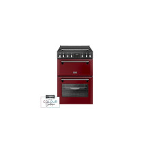 Stoves 60cm wide Double Oven Dual Fuel Richmond DX MRA 60DF Mini Range Cooker - Garnet Red - A/A Rated