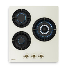 Klarstein Victoria Gas Hob, 3-Burner, 6050W, 45cm Glass Cooktop, LPG & Natural Gas Compatible, Retro Design, Electric Ignition, Flame Failure Protect