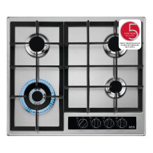 AEG HGB64420YM Gas Hob, 60 cm, Stainless Steel