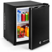 ChillQuiet Silent Mini Fridge 30L Black – 0dB Mini Bar Drinks Fridge with Lockable Door, LED Light & Adjustable Shelf – for Bedrooms, Hotels & Off