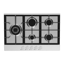 Statesman GH175SS 5 Burner Gas Hob Cooktop, Front Dial Control, Automatic Ignition, 5 Burners: 1 Wok, 1 Rapid, 2 Semi-Rapid and 1 Simmer, 75 cm, Fron