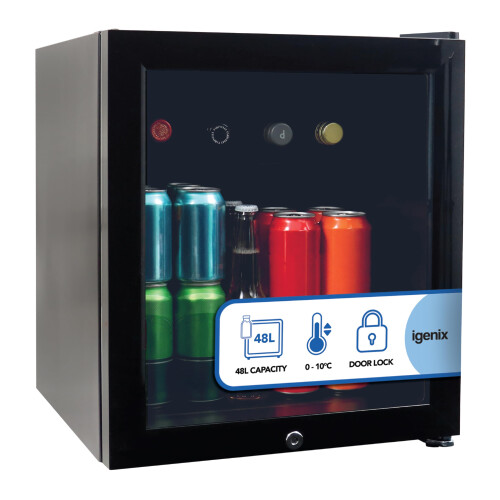 Igenix Igenix 48L Tabletop Drinks Fridge, IGBF046TTB, Black