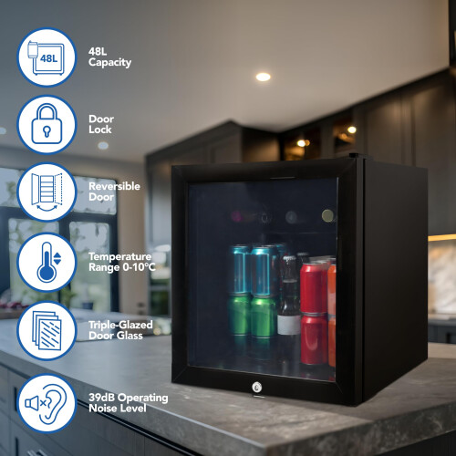 Igenix Igenix 48L Tabletop Drinks Fridge, IGBF046TTB, Black 1