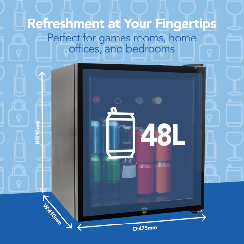 Igenix 48L Tabletop Drinks Fridge, IGBF046TTB, Black 2