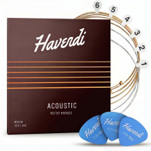 HAVENDI Acoustic Guitar Strings 80/20 Bronze Coating I Brilliant Sound Quality I Includes 3 Picks (Medium 13-56, 1Set)