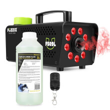 Fuzzix F509L Fog Machine with Lights - 500W Party Smoke Machine with Wireless Remote, RGB LEDs & Green Fluid for Disco, Halloween & Small Venue Event
