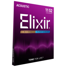 Elixir 11025 Strings 80/20 Bronze Acoustic Guitar Strings w POLYWEB Coating, Custom Light (.011-.052)