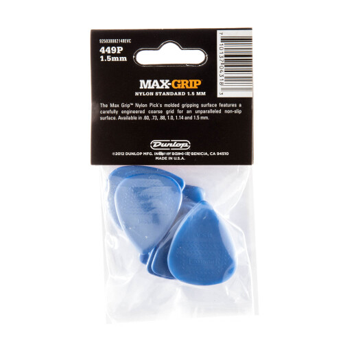 Dunlop Picks - Nylon Standard Max Grip 1.50mm - Pack 12 2