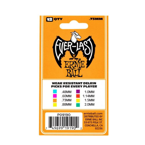 Ernie Ball .73 mm Orange Everlast Picks 12-pack 2