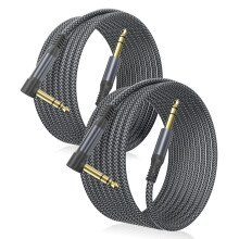 Elebase 1/4 Inch TRS Instrument Cable 3M 2-Pack,Right Angle Guitar Lead