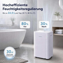 Luchtontvochtiger 20 liter per dag, 3 standen, draagbaar met afvoerslang.