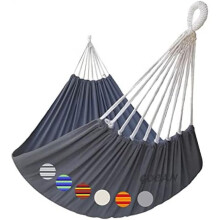 (Blau/Grün Doppelt) GOCAN 2 Person Canvas Hammock 220x150cm 300kg Capacity for Outdoor Indoor Garden Dark Grey XXL