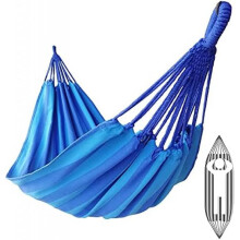 (Pfauenblau (Single)) GOCAN 2 Person Canvas Hammock 220x150cm 300kg Capacity for Outdoor Indoor Garden Dark Grey XXL
