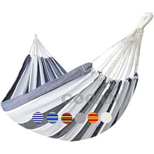 (Grauer Streifen) GOCAN 2 Person Canvas Hammock 220x150cm 300kg Capacity for Outdoor Indoor Garden Dark Grey XXL