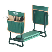 VEVOR Garden Kneeler and Seat, 2-in-1 Folding Garden Stool, 150kg Capacity, 2 Tool Pouches, Portable Kneeling Pad & Bench, Relieves Knee & Back Pain