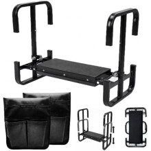 (Schwarz) RIRIDAMAI Garden Kneeler Foldable Height Adjustable 60x52x27cm with Standing Aid 2 Tool Pouches EVA Foam Pad for Gardening Camping Fishing
