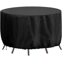 (102x71cm) RICHIE Round Patio Furniture Cover 163x71cm 420D Oxford Waterproof UV Resistant Black