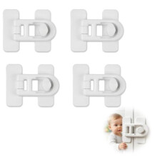 4 Pack Child Safety Fridge Lock Strong Adhesive No Drilling Cabinet Lock White Child Proof Lock for Refrigerator Cabinets