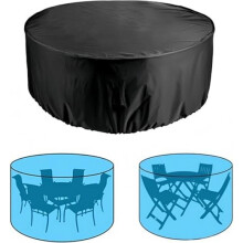 (Schwarz, 185x110 cm / 72x43 in) Round Patio Furniture Cover - Waterproof, Dustproof, Tear-Resistant, UV-Resistant, Oxford Fabric, Black, 120x75cm