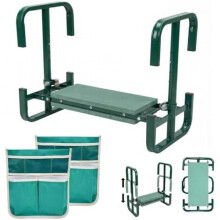 (Grün) RIRIDAMAI Garden Kneeler Foldable Height Adjustable 60x52x27cm with Standing Aid 2 Tool Pouches EVA Foam Pad for Gardening Camping Fishing