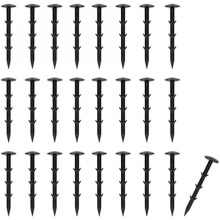 RuHeGengHao 25 Pack Garden Pegs 11cm Black Ground Anchors Landscape Staples for Weed Barrier Fabric, Safety Netting, Drainage Membrane, Pond Liner