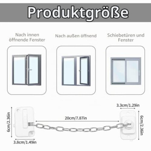 3 Pack Window Security Lock No Drill Child Safety Lock Adjustable Pet Proof Window Restrictor for Doors Cabinets Drawers Refrigerator, White 1
