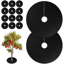 12 Pack Weed Barrier Mat Round 52cm Tree Protection Weed Control Fabric Garden Mulch Ring Plant Guard Mat for Garden Flower Beds