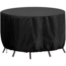 (300x90cm) RICHIE Round Patio Furniture Cover 163x71cm 420D Oxford Waterproof UV Resistant Black