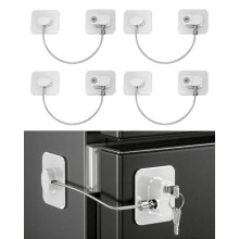 (4 Stück Weiß) Fridge Lock 2 Pack 4 Digit Combination Child Safety Lock Adhesive No Drilling for Freezer Windows Cabinets Drawers Black