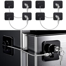 (4 Stück Schwarz) Fridge Lock 2 Pack 4 Digit Combination Child Safety Lock Adhesive No Drilling for Freezer Windows Cabinets Drawers Black